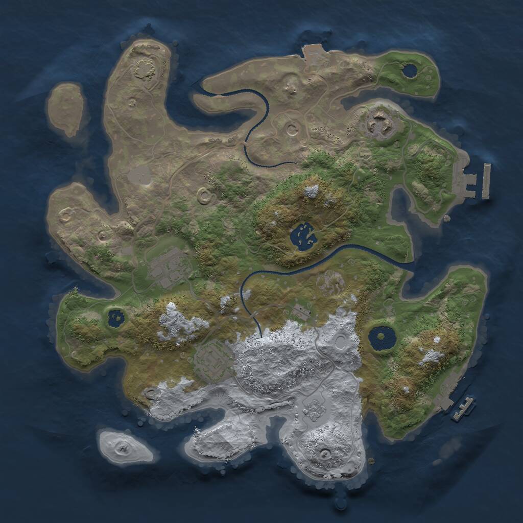 Rust Map: Procedural Map, Size: 3000, Seed: 1929845563, 10 Monuments