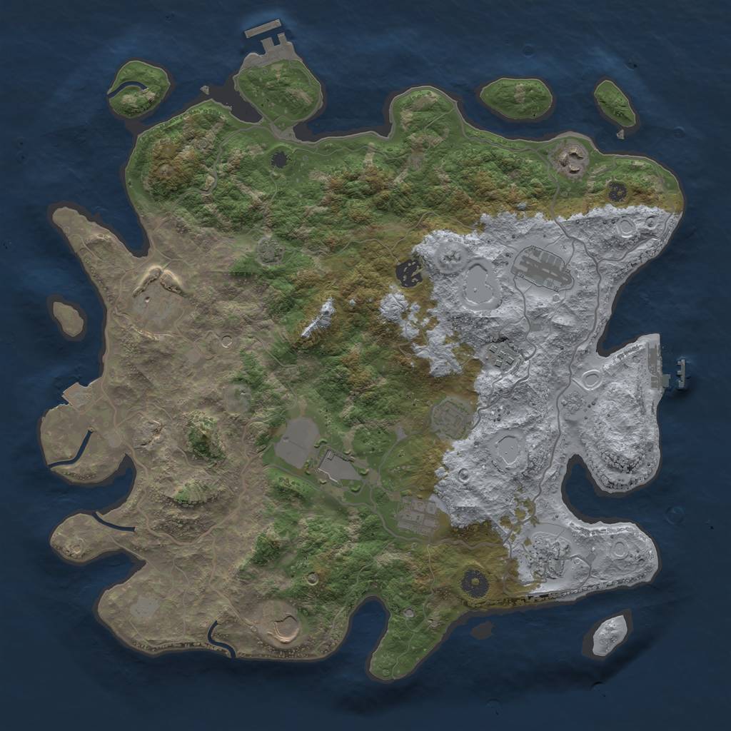 Rust Map: Procedural Map, Size: 4000, Seed: 727695670, 18 Monuments