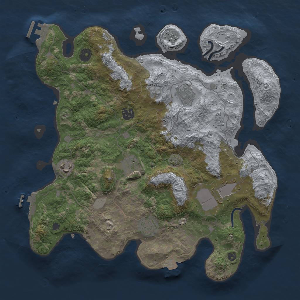 Rust Map: Procedural Map, Size: 3550, Seed: 600889010, 15 Monuments