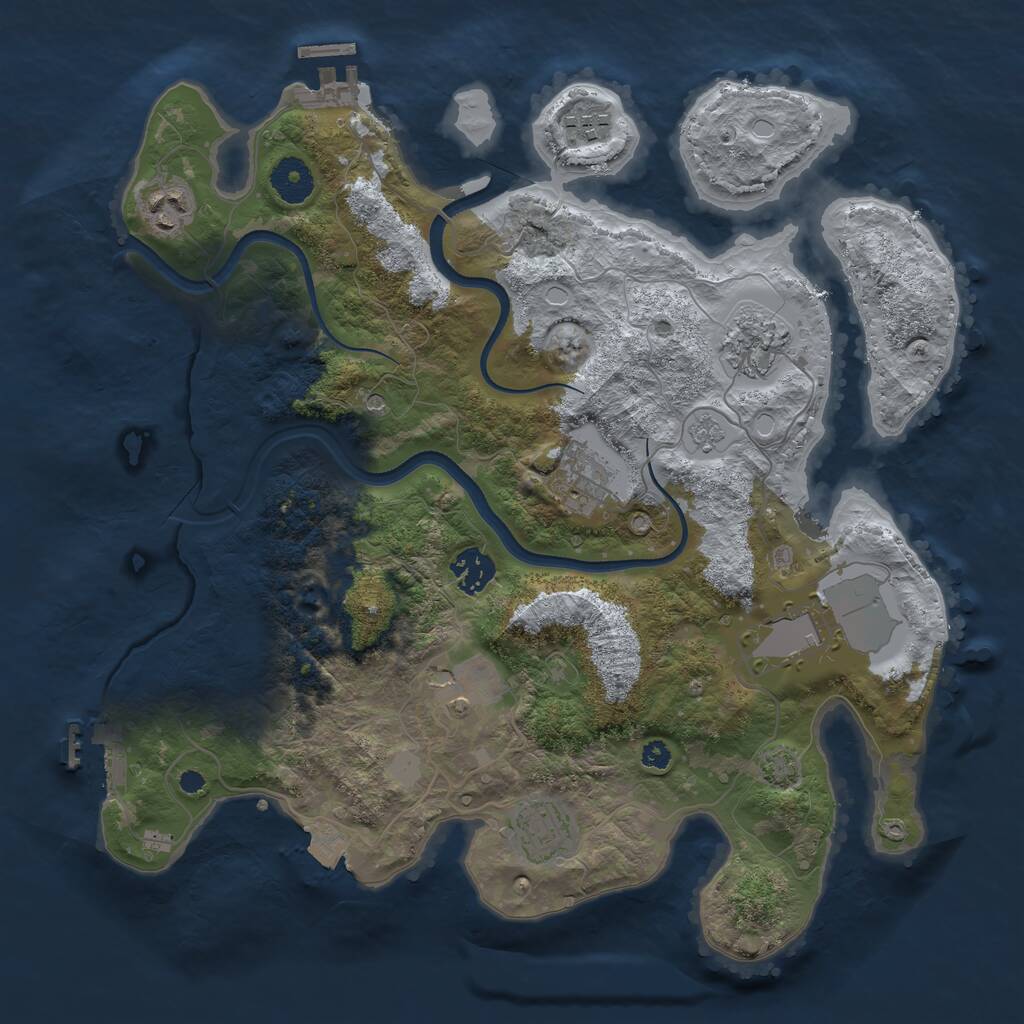 Rust Map: Procedural Map, Size: 3550, Seed: 600889010, 14 Monuments