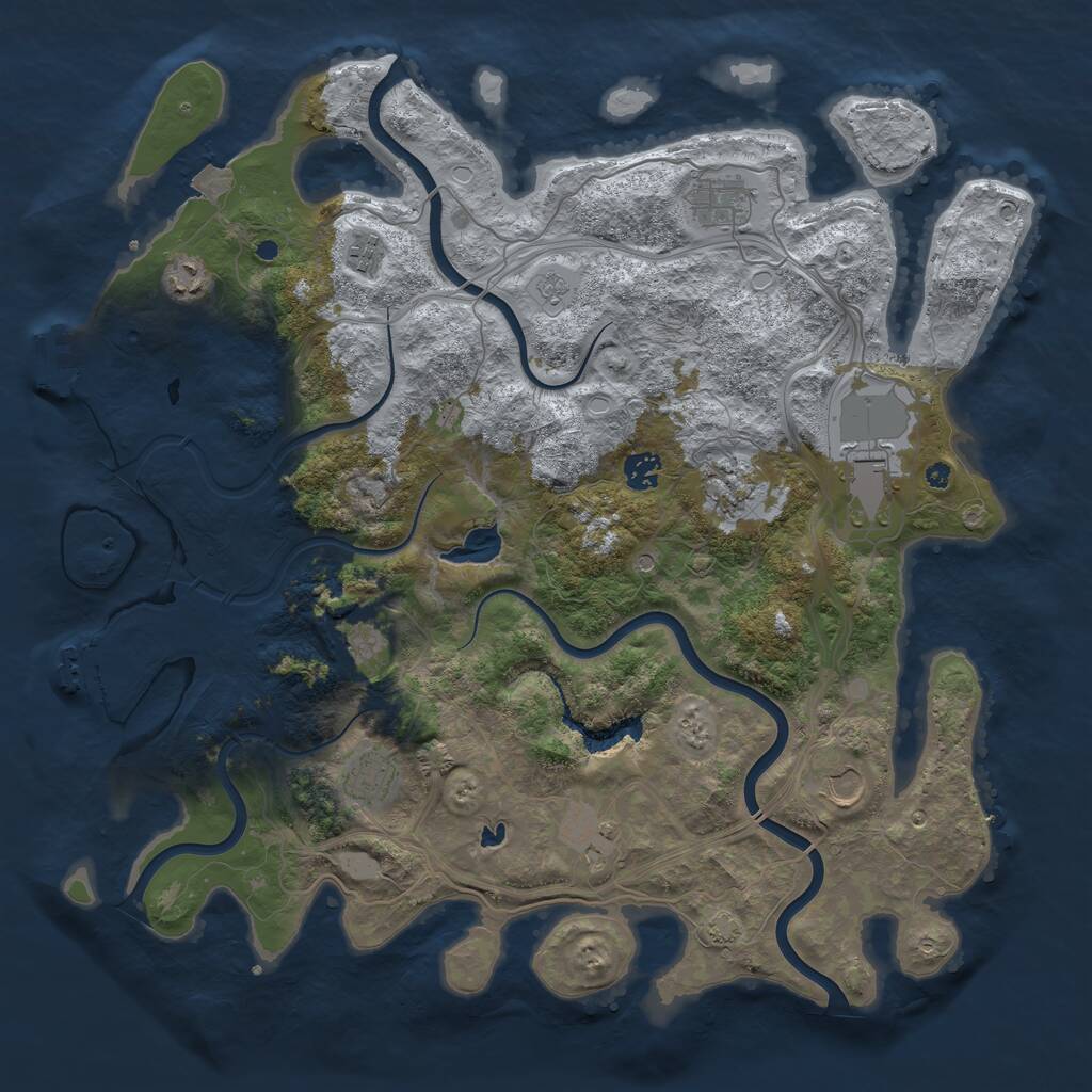 Rust Map: Procedural Map, Size: 4250, Seed: 332777761, 16 Monuments