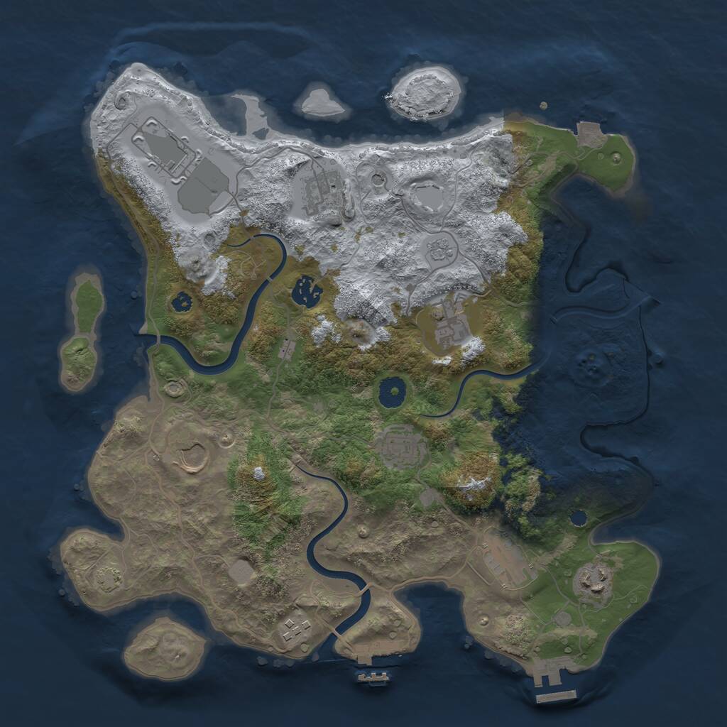 Rust Map: Procedural Map, Size: 3650, Seed: 421590949, 15 Monuments
