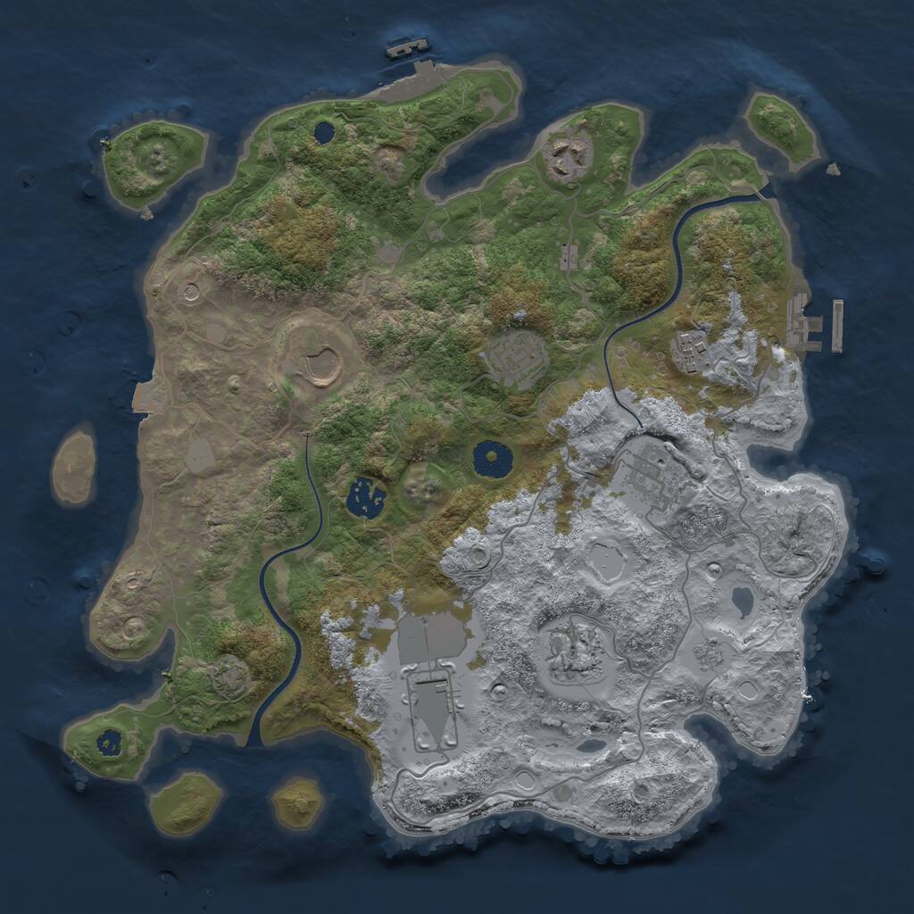 Rust Map: Procedural Map, Size: 3500, Seed: 287887566, 14 Monuments