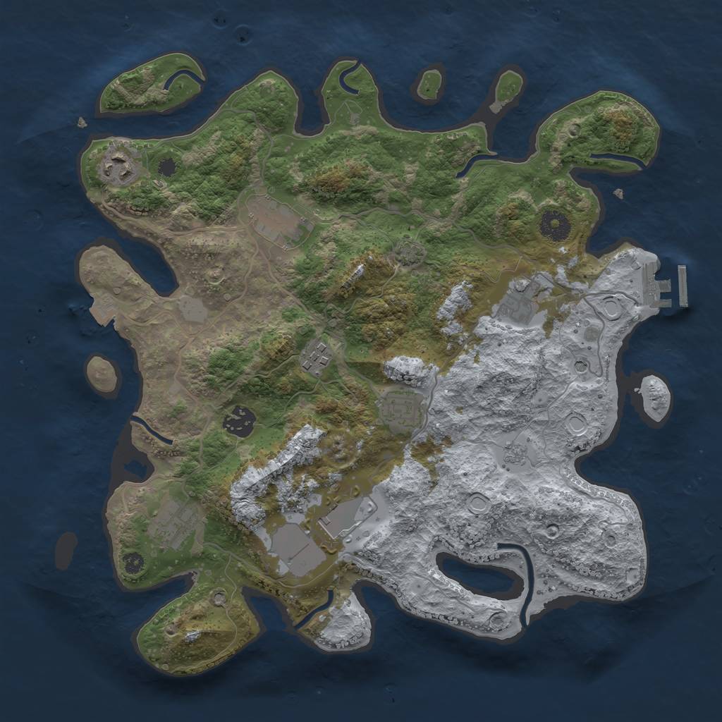 Rust Map: Procedural Map, Size: 3500, Seed: 2556293, 15 Monuments