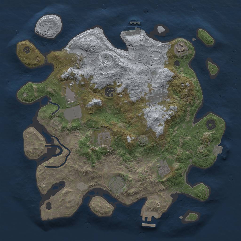 Rust Map: Procedural Map, Size: 3550, Seed: 688712641, 16 Monuments