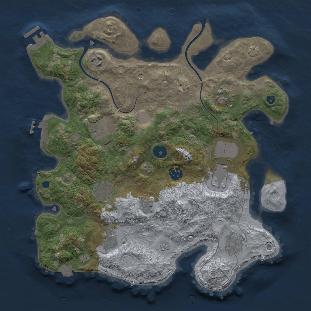 Rust Map: Procedural Map, Size: 3500, Seed: 1700832442, 15 Monuments