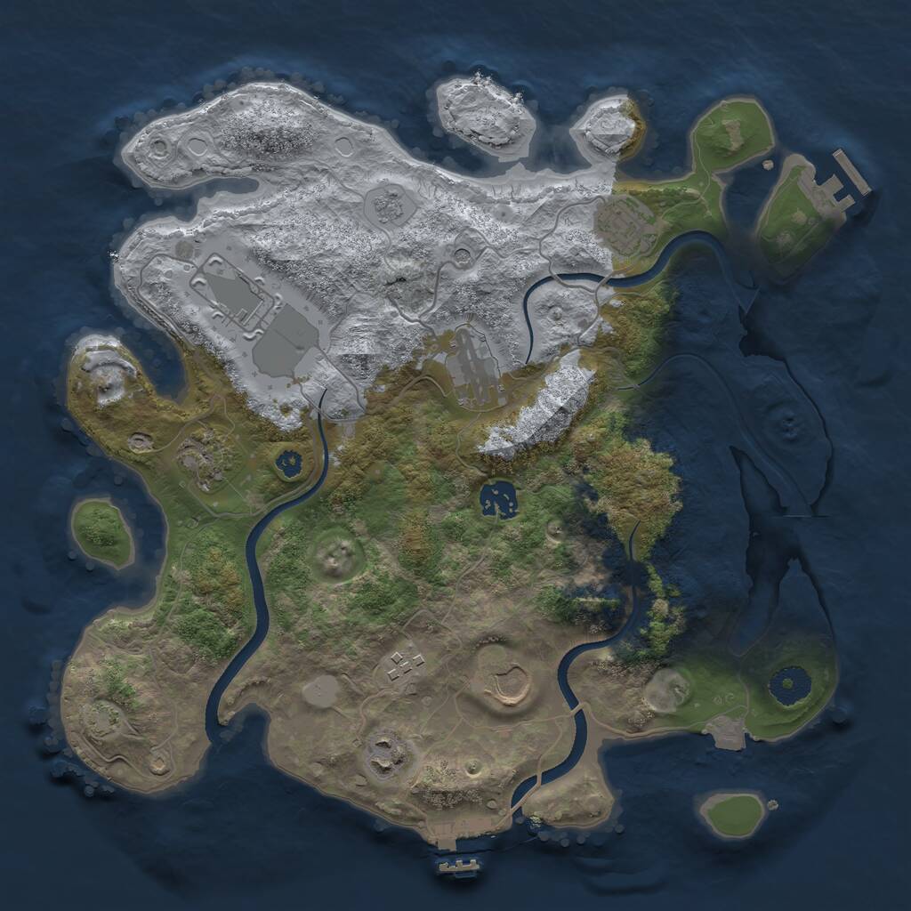 Rust Map: Procedural Map, Size: 3500, Seed: 30487853, 14 Monuments