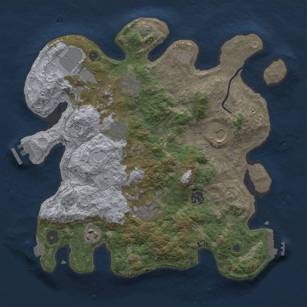 Rust Map: Procedural Map, Size: 3500, Seed: 25608003, 16 Monuments