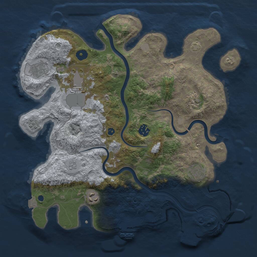 Rust Map: Procedural Map, Size: 3500, Seed: 25608003, 12 Monuments