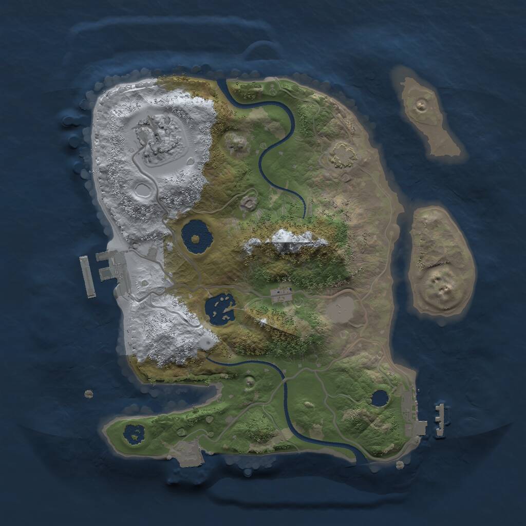 Rust Map: Procedural Map, Size: 2500, Seed: 338483897, 6 Monuments