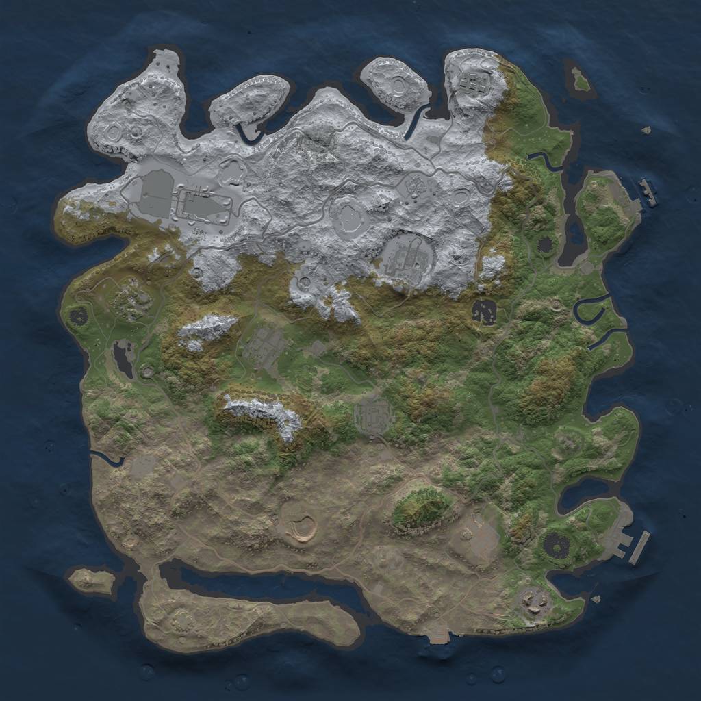 Rust Map: Procedural Map, Size: 4000, Seed: 28016, 18 Monuments