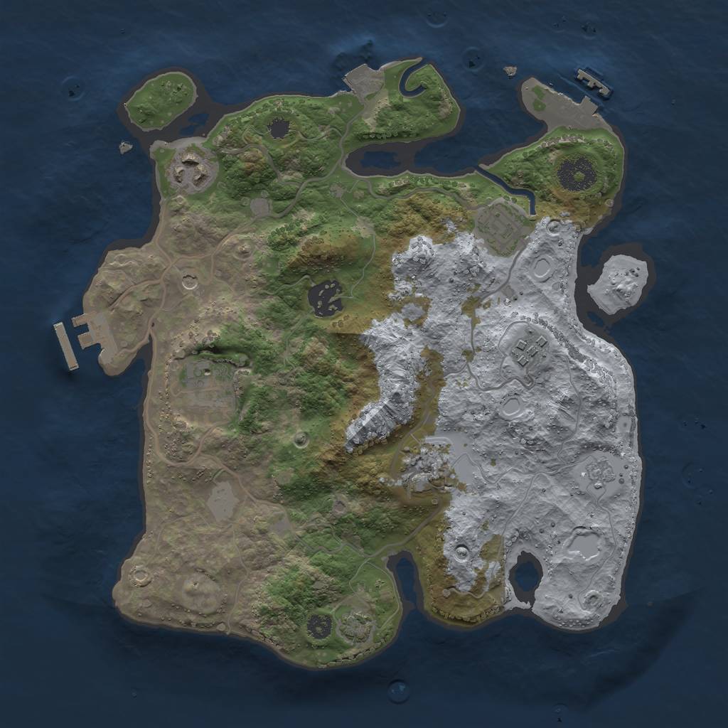 Rust Map: Procedural Map, Size: 3000, Seed: 1979842917, 14 Monuments