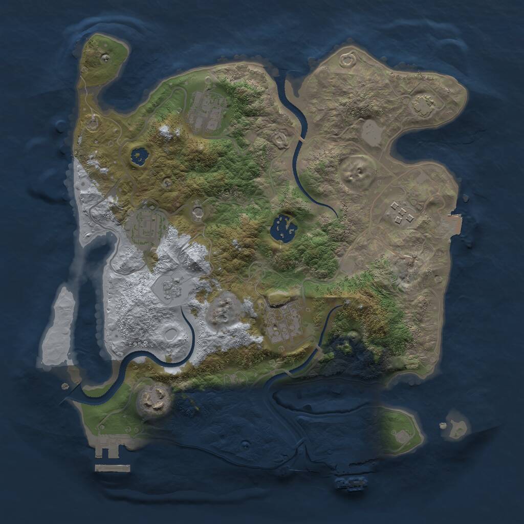 Rust Map: Procedural Map, Size: 3000, Seed: 508374265, 12 Monuments