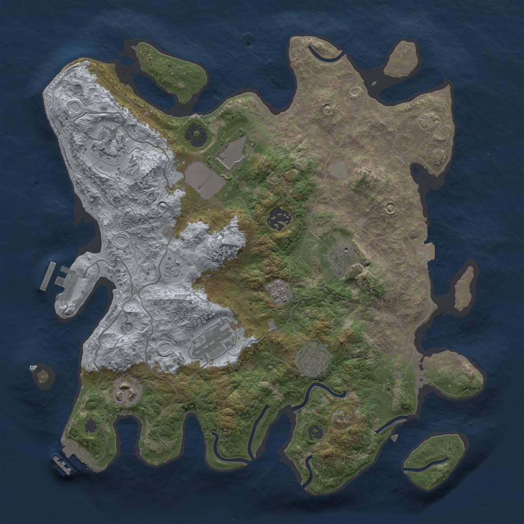 Rust Map: Procedural Map, Size: 3500, Seed: 24156223, 16 Monuments