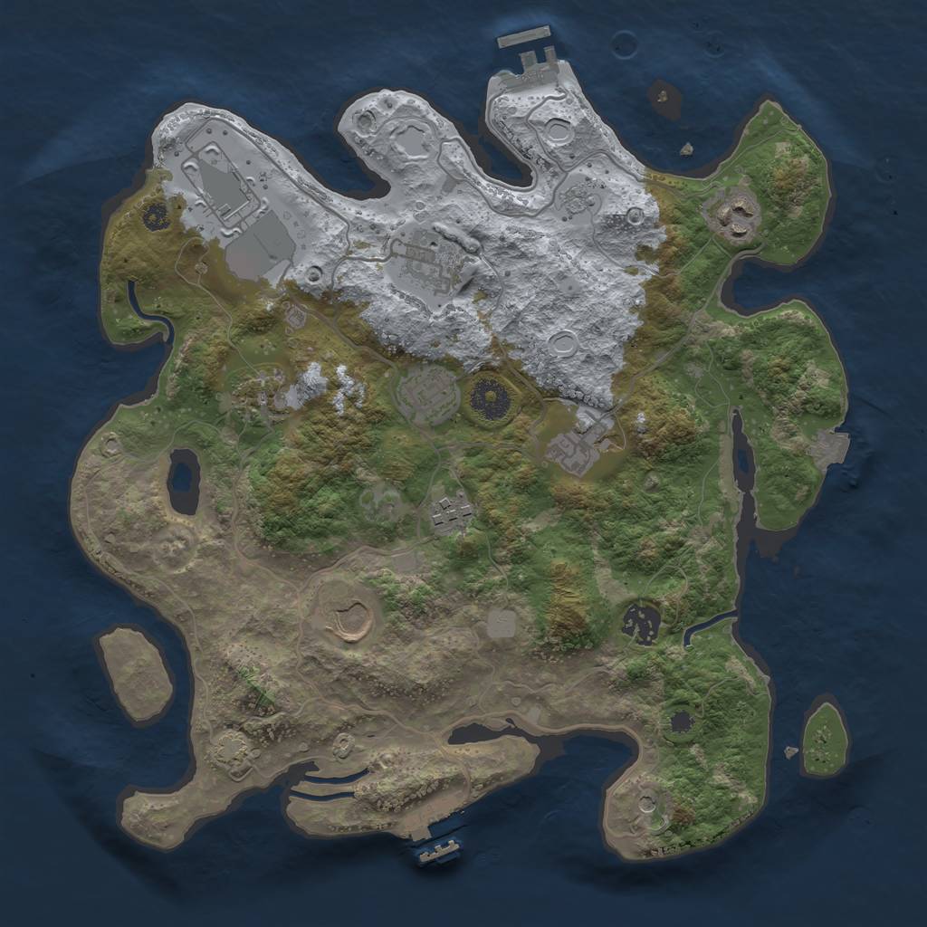 Rust Map: Procedural Map, Size: 3500, Seed: 1435283777, 17 Monuments