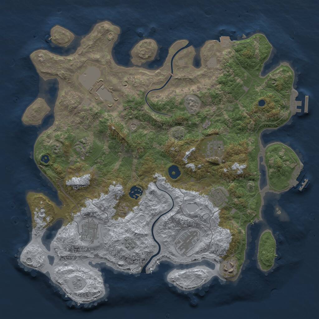 Rust Map: Procedural Map, Size: 3750, Seed: 43622230, 15 Monuments