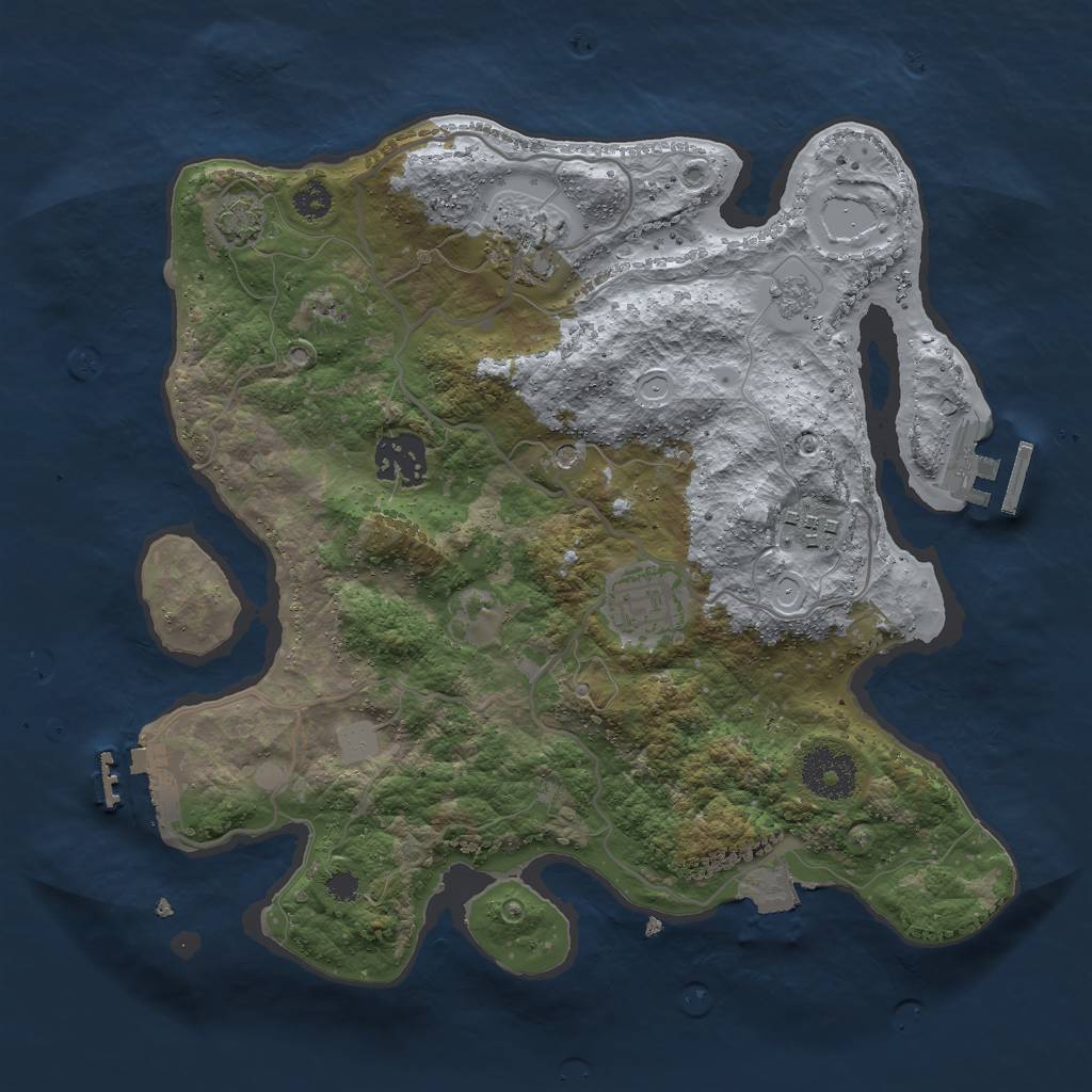 Rust Map: Procedural Map, Size: 3000, Seed: 1638099397, 12 Monuments