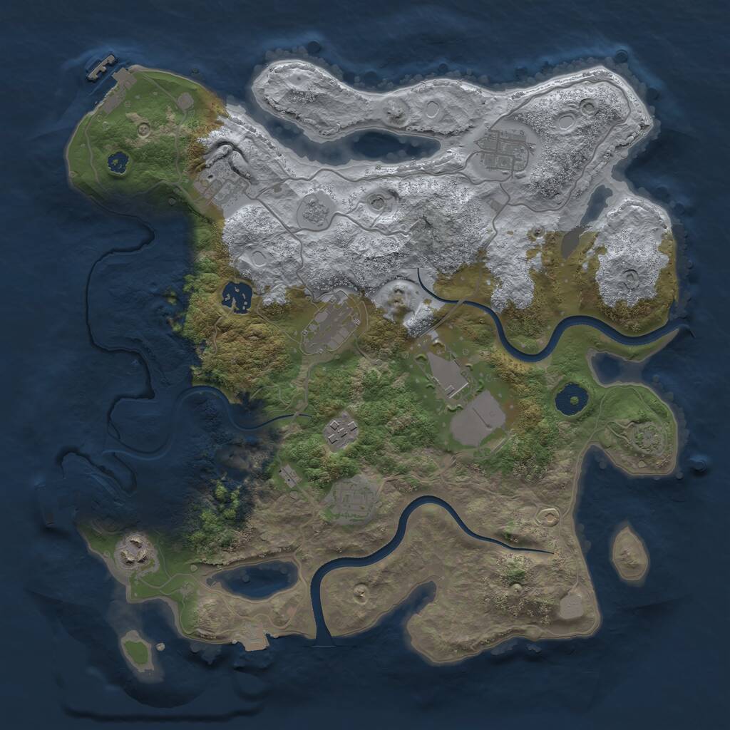 Rust Map: Procedural Map, Size: 3500, Seed: 1013125137, 14 Monuments