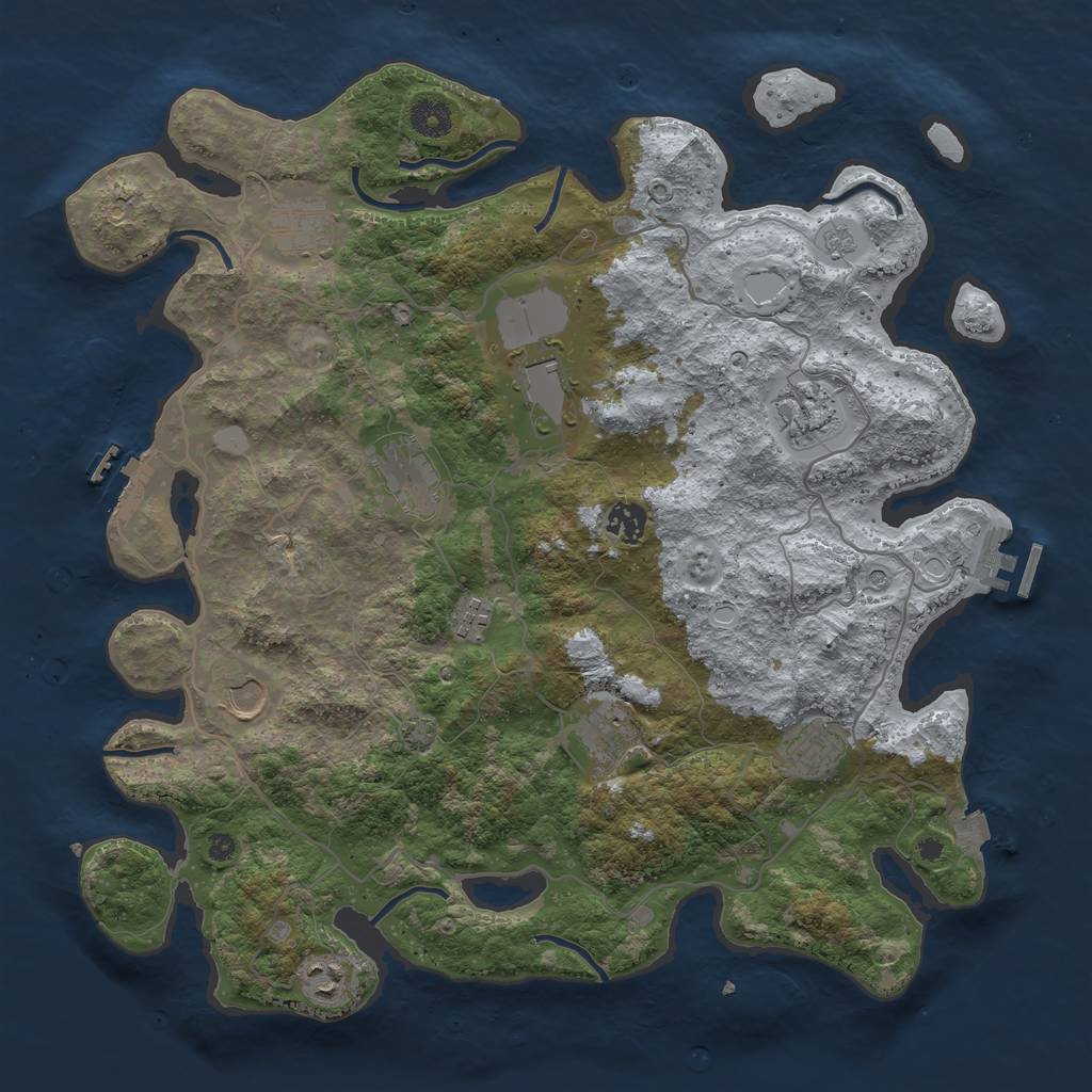 Rust Map: Procedural Map, Size: 4000, Seed: 19391, 18 Monuments