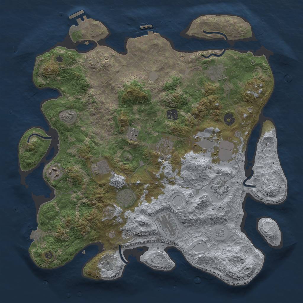 Rust Map: Procedural Map, Size: 3900, Seed: 2008, 18 Monuments