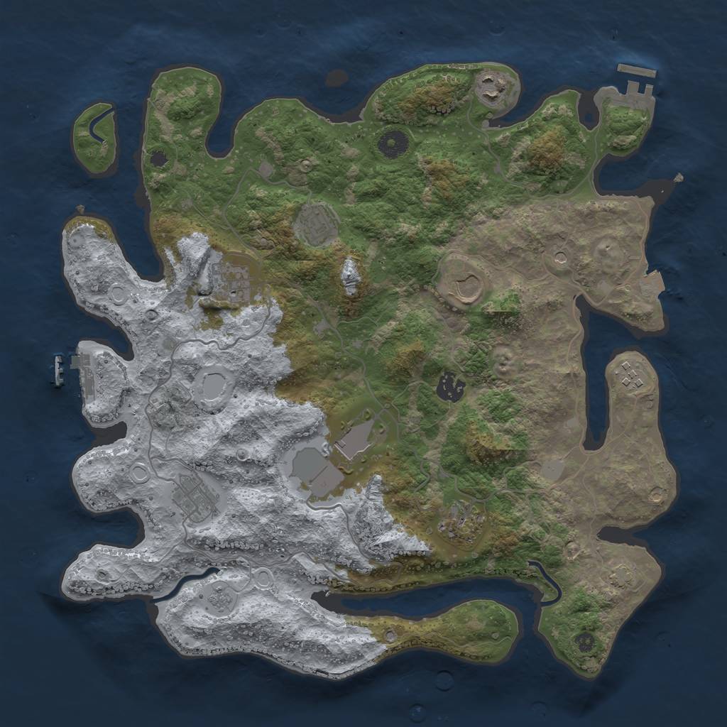 Rust Map: Procedural Map, Size: 3800, Seed: 33333, 17 Monuments