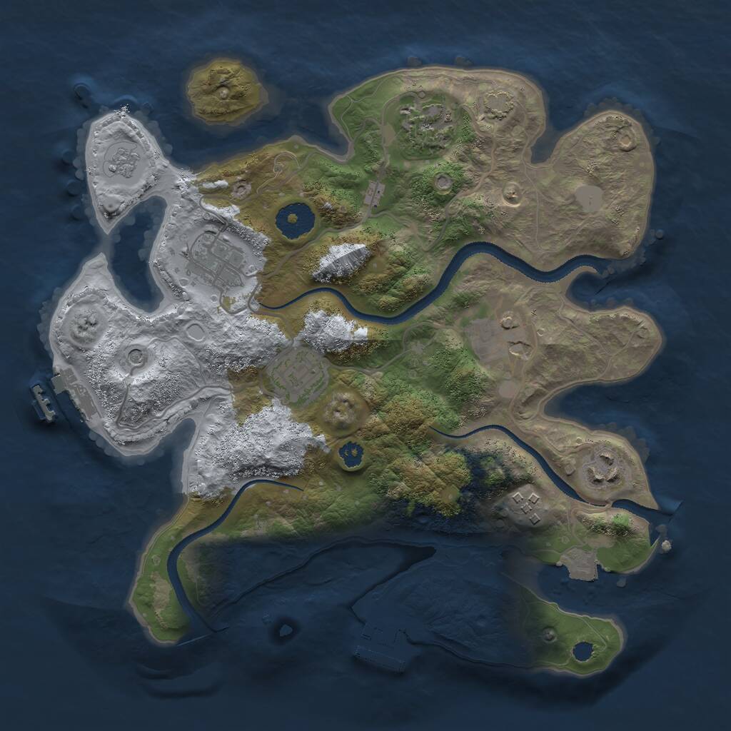 Rust Map: Procedural Map, Size: 3000, Seed: 1252716135, 12 Monuments