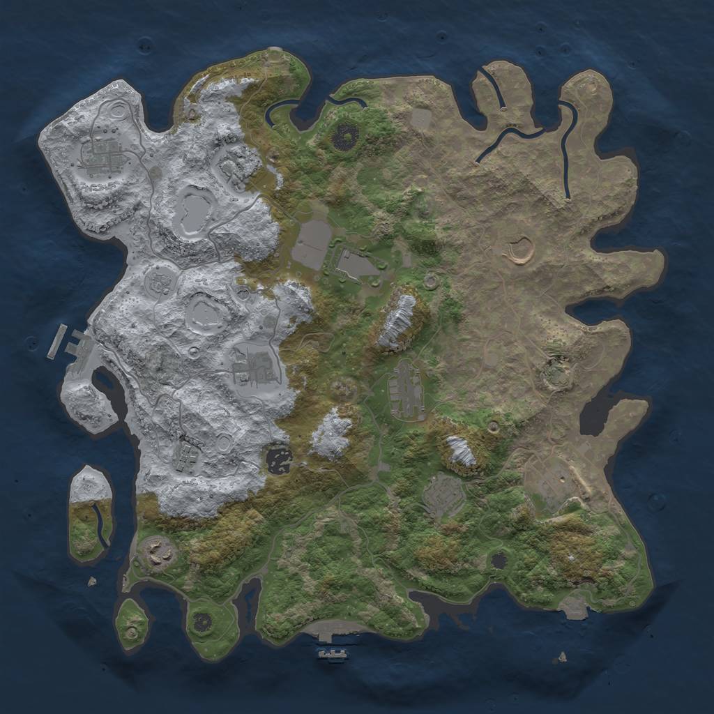 Rust Map: Procedural Map, Size: 3900, Seed: 345, 19 Monuments
