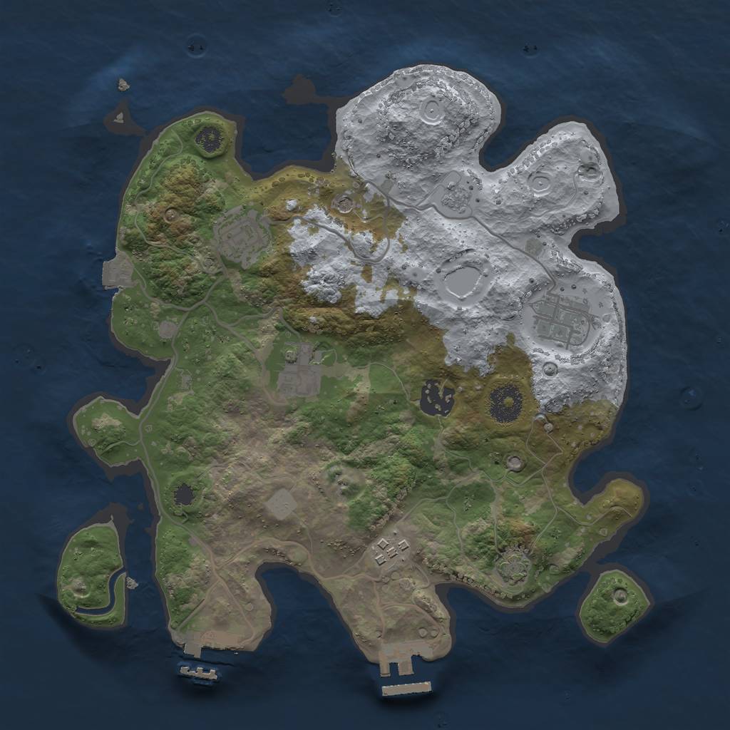 Rust Map: Procedural Map, Size: 3000, Seed: 53325, 13 Monuments