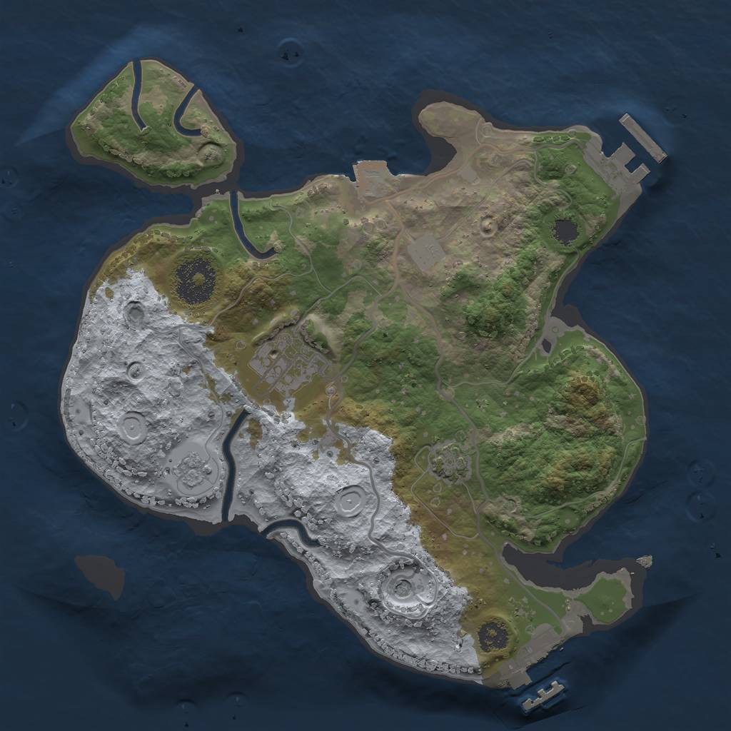 Rust Map: Procedural Map, Size: 2500, Seed: 75983, 9 Monuments