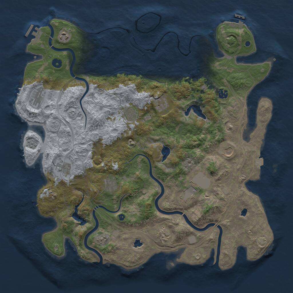 Rust Map: Procedural Map, Size: 4500, Seed: 59172, 17 Monuments