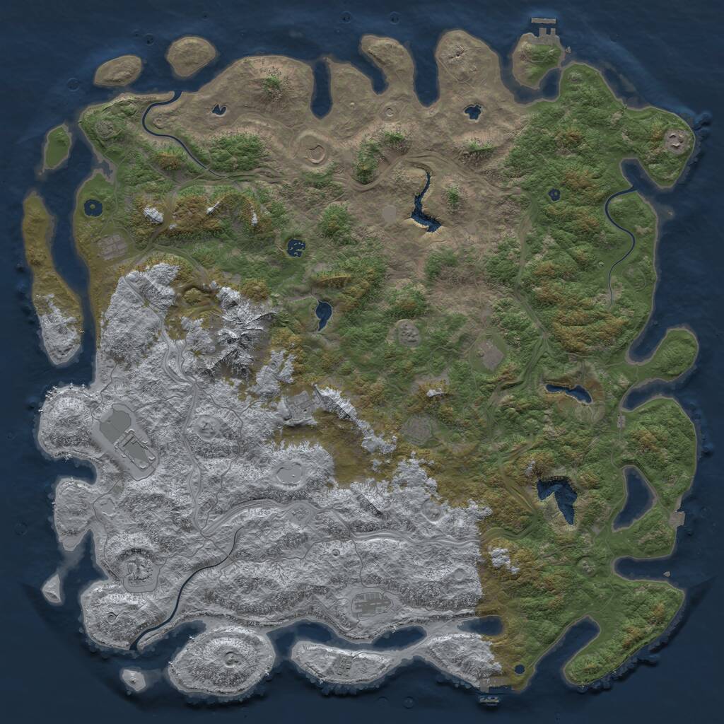Rust Map: Procedural Map, Size: 6000, Seed: 234077877, 17 Monuments