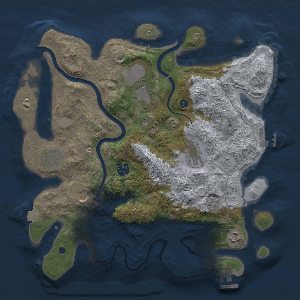 Rust Map: Procedural Map, Size: 3500, Seed: 7192023, 13 Monuments