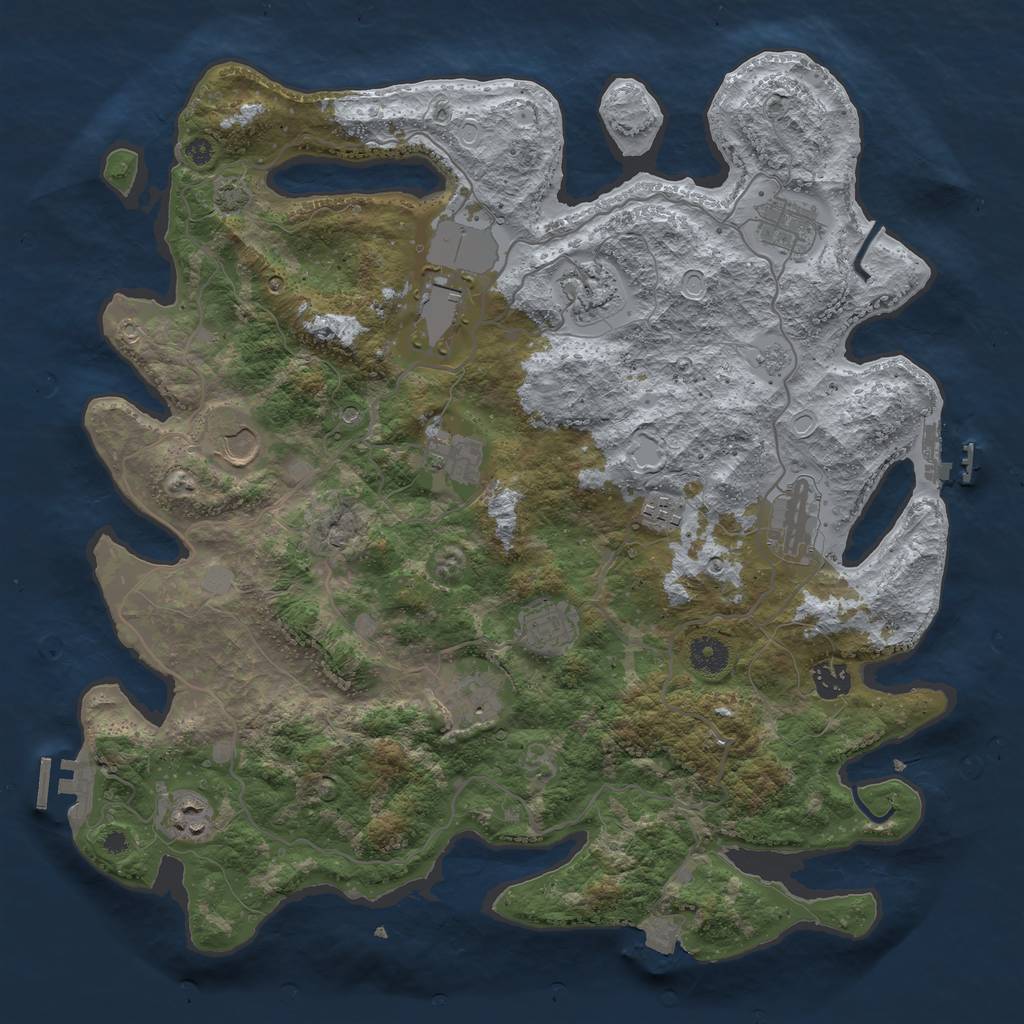 Rust Map: Procedural Map, Size: 4000, Seed: 1842561620, 19 Monuments