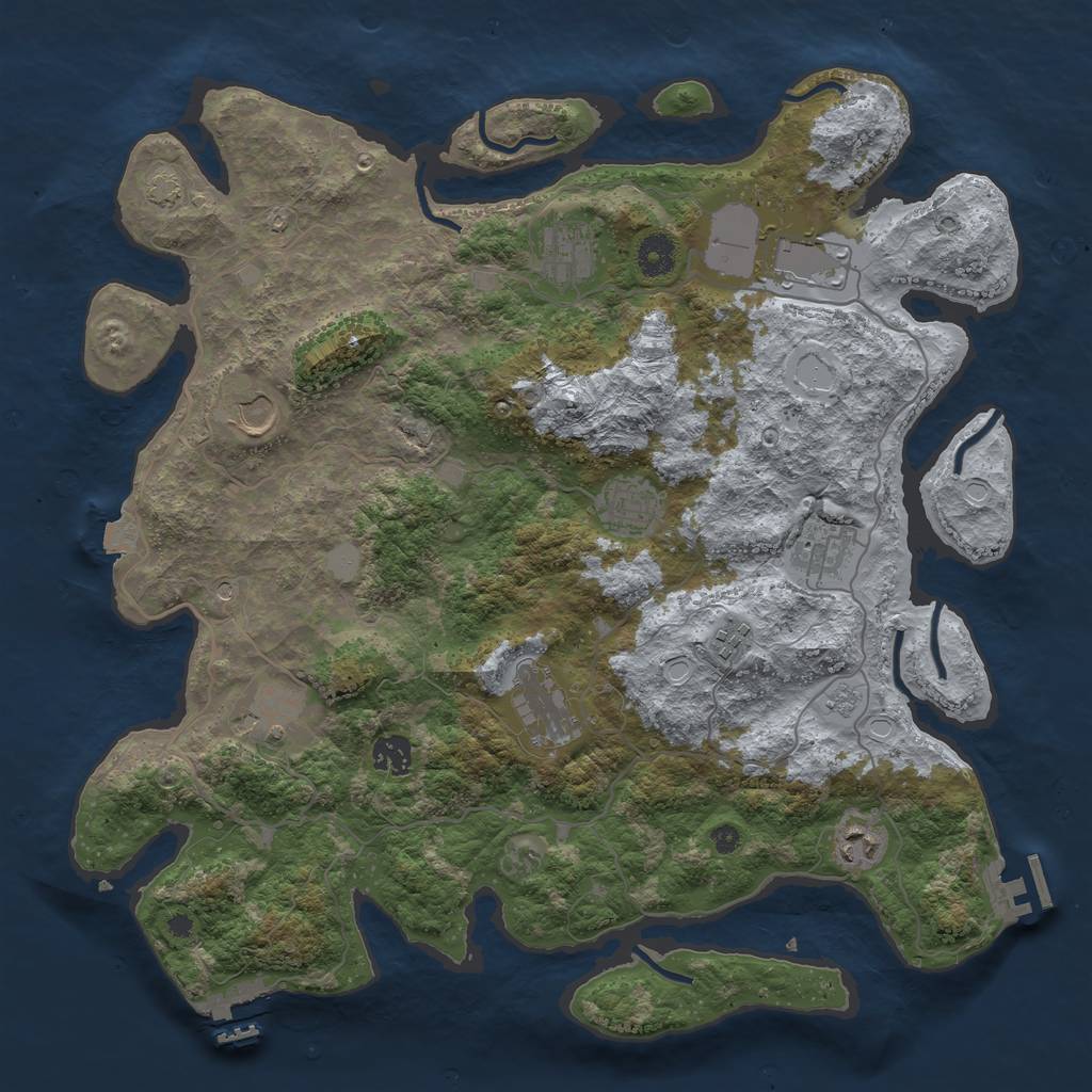 Rust Map: Procedural Map, Size: 4000, Seed: 186666986, 18 Monuments