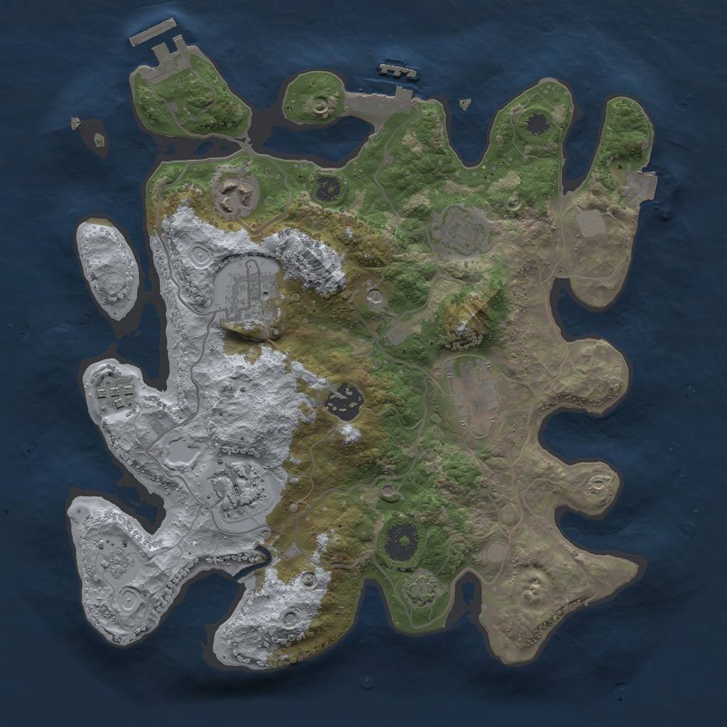 Rust Map: Procedural Map, Size: 3000, Seed: 1424038734, 15 Monuments