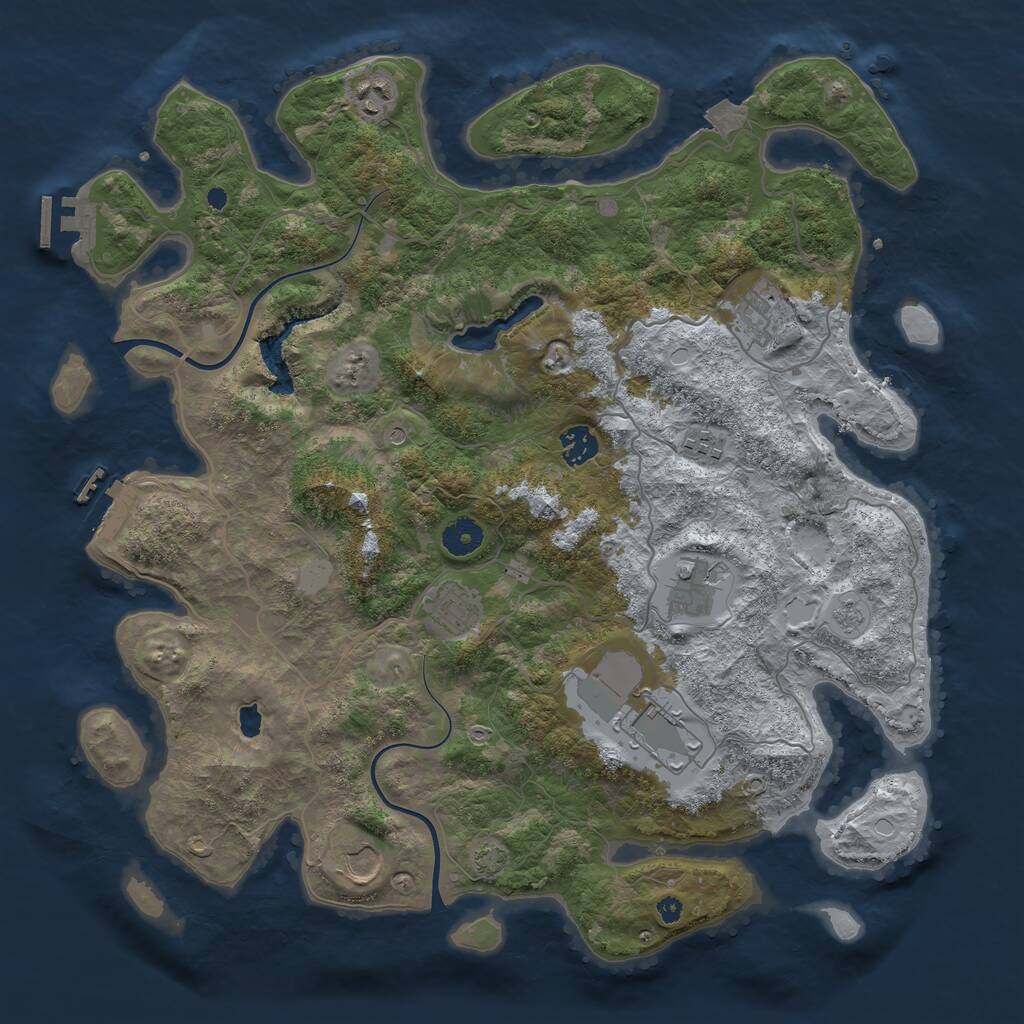 Rust Map: Procedural Map, Size: 4000, Seed: 76234, 14 Monuments