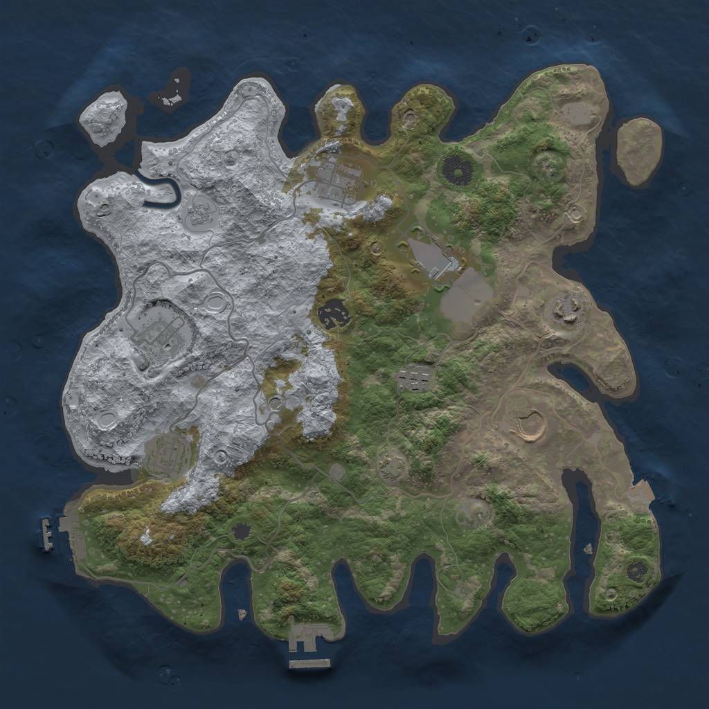 Rust Map: Procedural Map, Size: 3500, Seed: 9453269, 16 Monuments