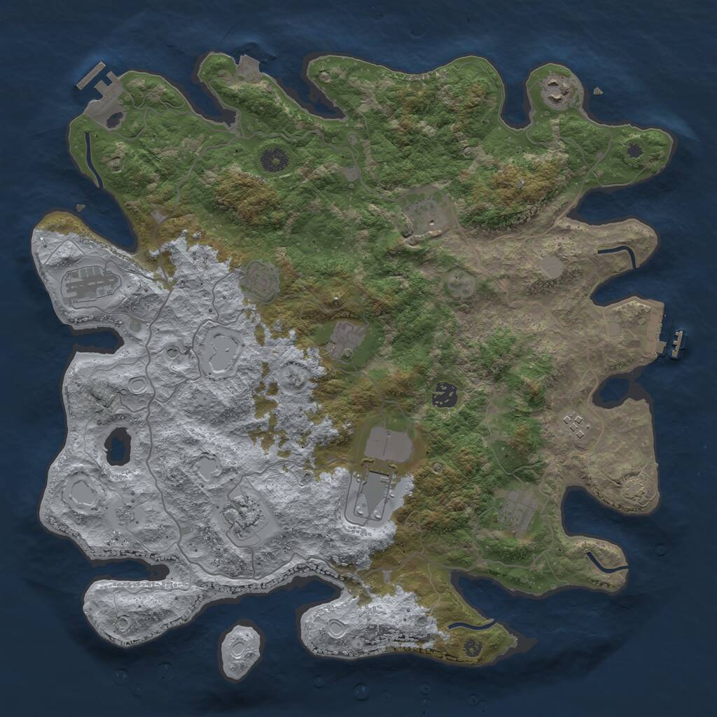 Rust Map: Procedural Map, Size: 4096, Seed: 540000, 16 Monuments