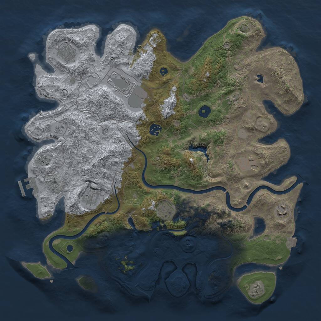 Rust Map: Procedural Map, Size: 4000, Seed: 1105664847, 14 Monuments