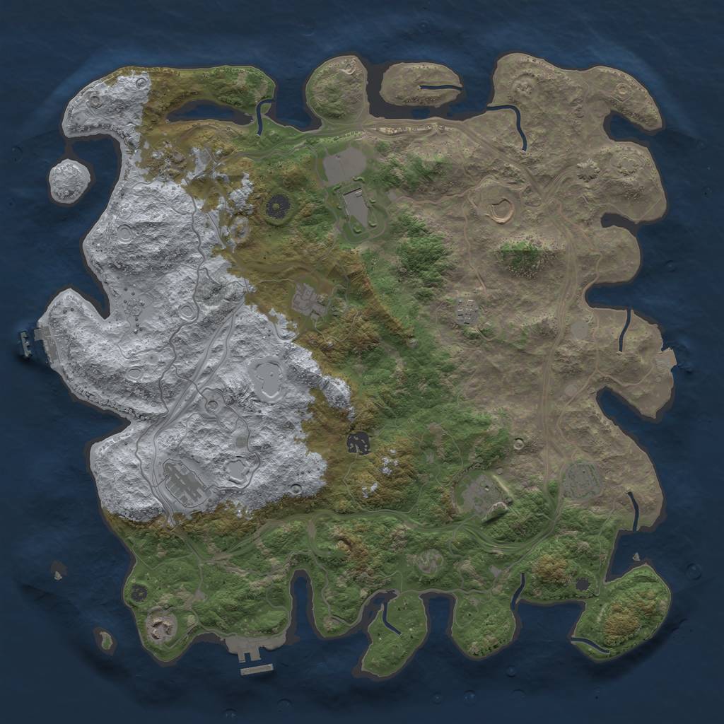 Rust Map: Procedural Map, Size: 4500, Seed: 5329, 18 Monuments