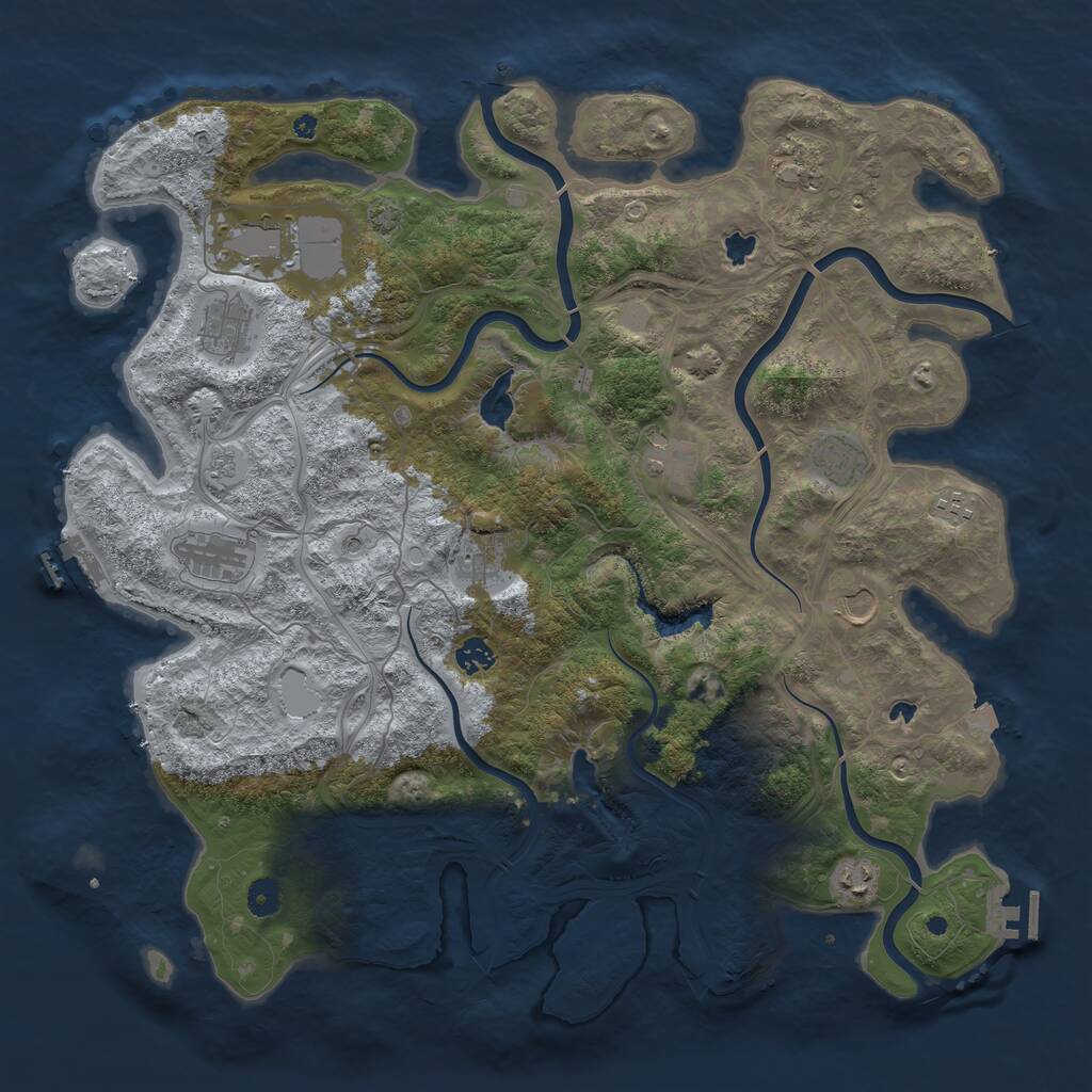 Rust Map: Procedural Map, Size: 4500, Seed: 5329, 17 Monuments
