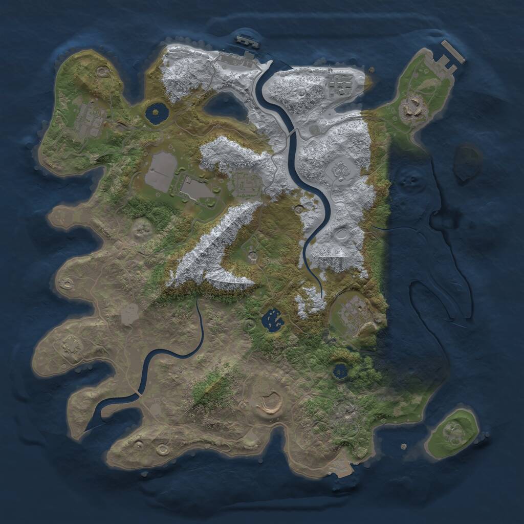 Rust Map: Procedural Map, Size: 3600, Seed: 21308, 14 Monuments