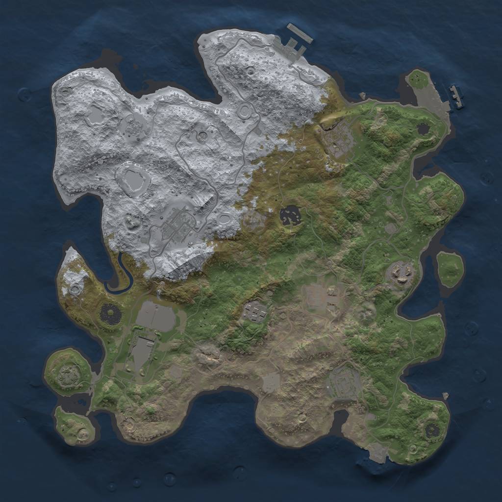 Rust Map: Procedural Map, Size: 3500, Seed: 538529697, 16 Monuments