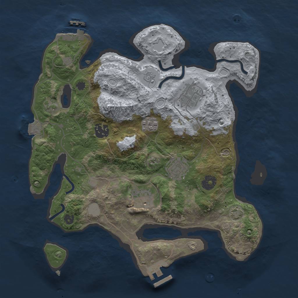 Rust Map: Procedural Map, Size: 3000, Seed: 604519719, 12 Monuments