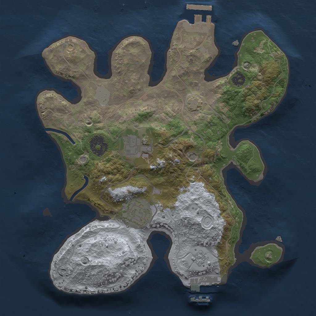 Rust Map: Procedural Map, Size: 2500, Seed: 45560, 10 Monuments