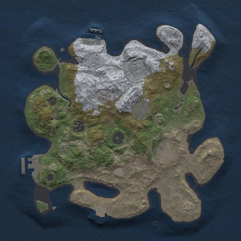 Rust Map: Procedural Map, Size: 3000, Seed: 1872234140, 12 Monuments