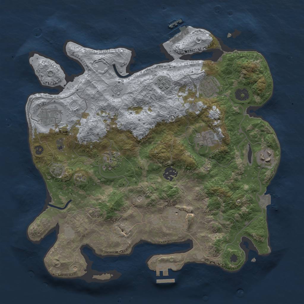 Rust Map: Procedural Map, Size: 3350, Seed: 2007992874, 16 Monuments