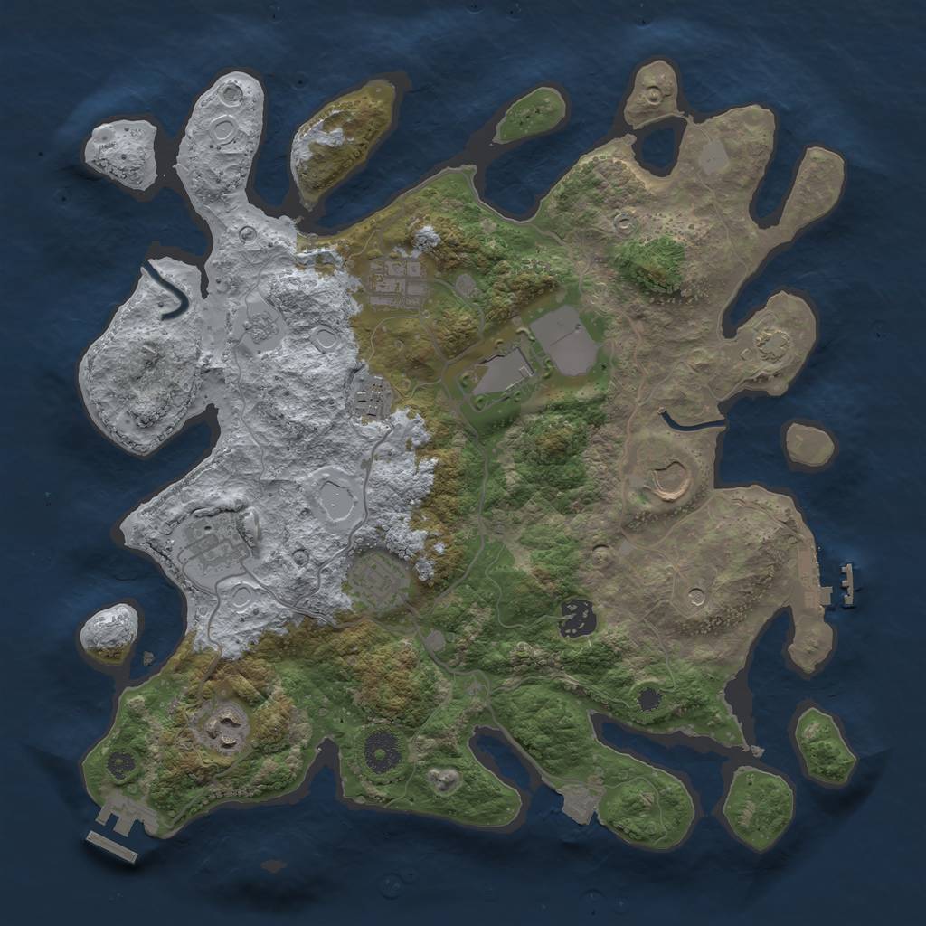 Rust Map: Procedural Map, Size: 3500, Seed: 794960845, 16 Monuments