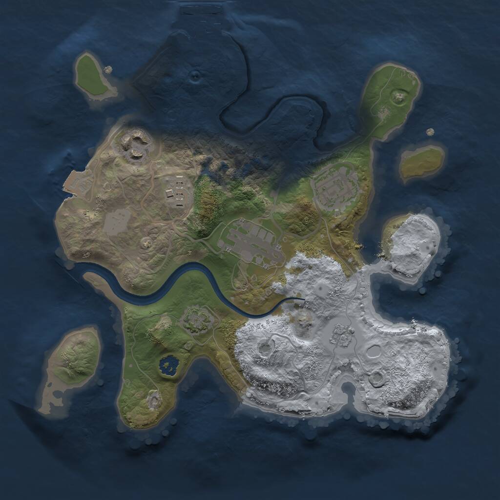 Rust Map: Procedural Map, Size: 2500, Seed: 668342665, 8 Monuments