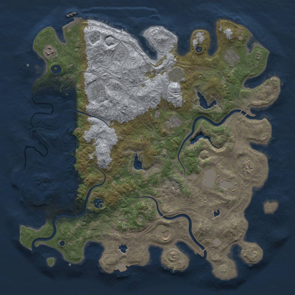 Rust Map: Procedural Map, Size: 4500, Seed: 671355851, 16 Monuments